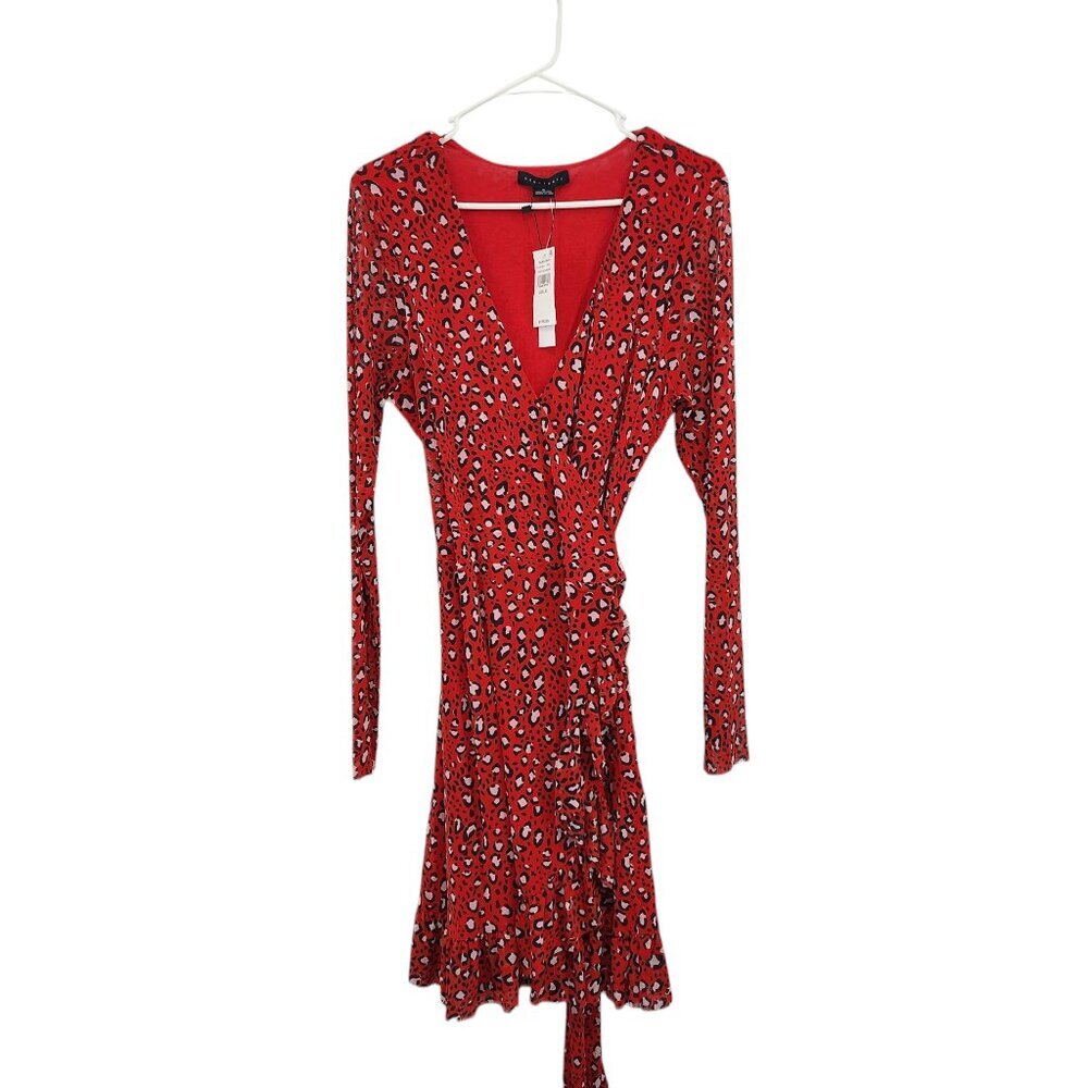 Sanctuary Women's Red Emma Cheetah Print Wrap Around Dress Sz XL